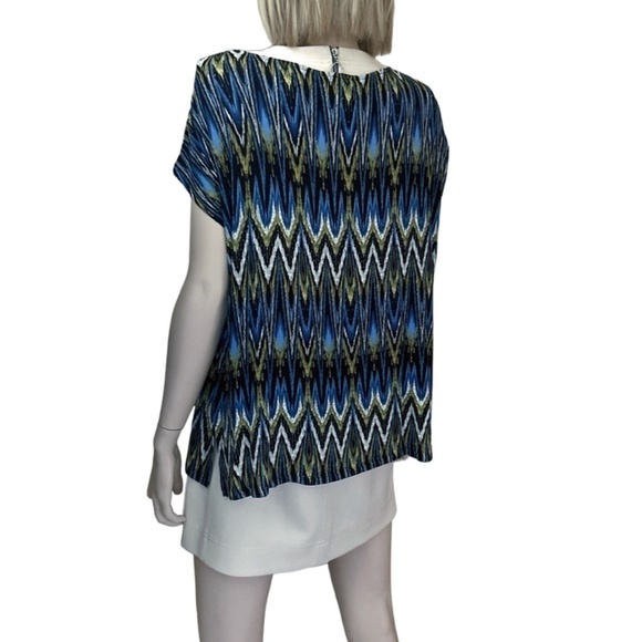 J. Jill Rayon Batwing Sleeve Poncho Design Shirt Tank Tunic Aztec Print XSP XS S - Picture 3 of 12